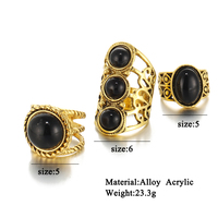  3 Pieces Set Boho Vintage Rings in Gold and Silver - Thumbnail 3