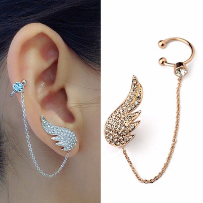 Angel wings cuff earrings in gold and silver - Thumbnail 5