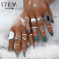 Gorgeous Boho Silver Crystal Ring Set - Thumbnail 1