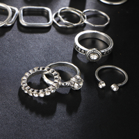 Gorgeous Boho Silver Crystal Ring Set - Thumbnail 3