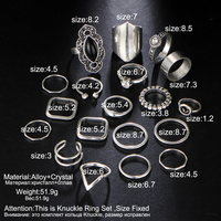 Gorgeous Boho Silver Crystal Ring Set - Thumbnail 4