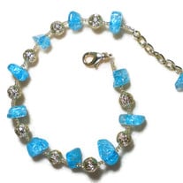 Aqua and Gold Adjustable Anklet