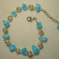Aqua and Gold Adjustable Anklet - Thumbnail 1