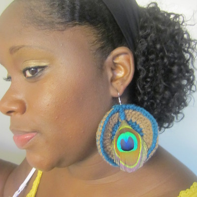 Urban peapock earrings ( coffee and teal )