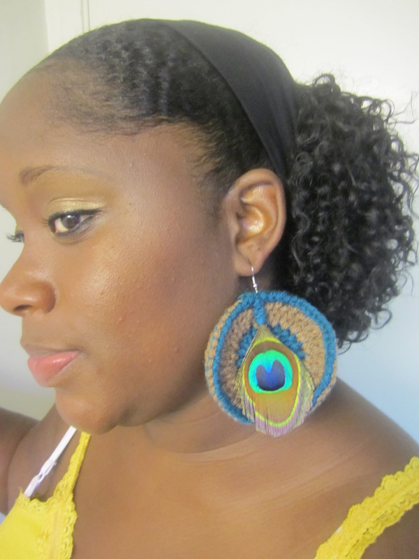 Urban Peapock Earrings ( Coffee and Teal )