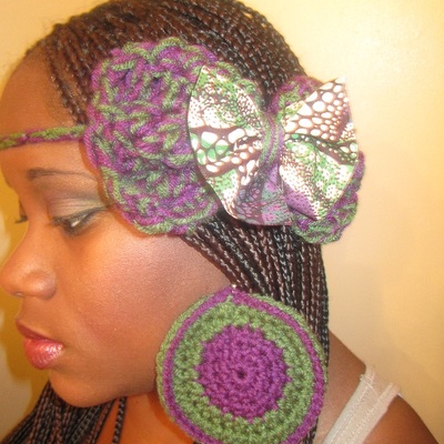Xl purple african vine disc earrings