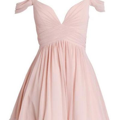 Cute a-line pink homecoming dress chiffon short prom dress - Thumbnail 5
