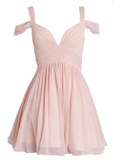 Cute A-line Pink Homecoming Dress Chiffon Short Prom Dress