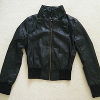 (New with tags) Faux Leather Jacket With Detachable Hood - Thumbnail 1