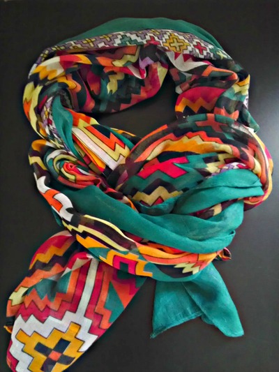 Deep Green Geo Print Scarf