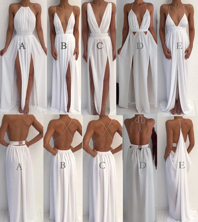 Sexy 5 Styles White Prom Dresses Party Gowns for women