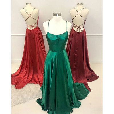 Sexy Red/Green/Burgundy Long Criss Cross Prom Dresses Under 100