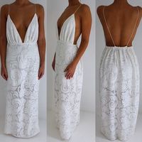 Sexy White Sexy Lace Conversible Prom Dress For Women - Thumbnail 2