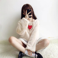 Flounce Lace Suspender Skirt + Love Heart Embroidered Woolen Sweater - Thumbnail 4