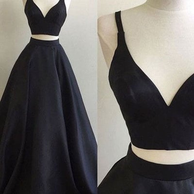 Sexy two piece burgundy/black prom dresses - Thumbnail 3