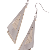 Asymmetrical Layered Triangle Earrings - Thumbnail 1