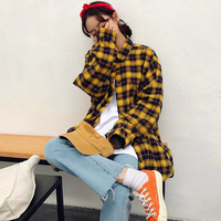 Harajuku Checker Turnover Collar Long Sleeve Shirt - Thumbnail 2