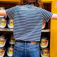 90's Irregular Color Block Striped Tee - Thumbnail 4