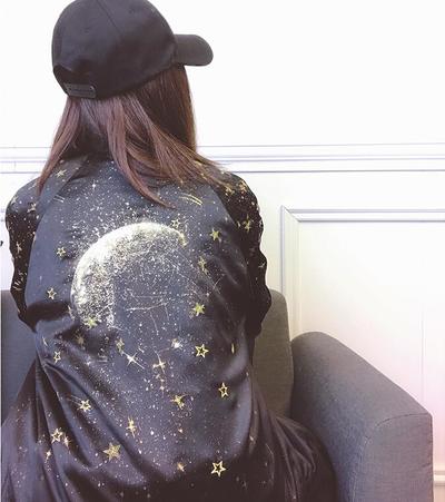 Harajuku Galaxy Universe Star Embroidered Baseball Jacket