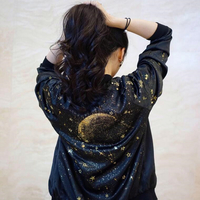 Harajuku Galaxy Universe Star Embroidered Baseball Jacket - Thumbnail 1