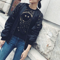 Harajuku Galaxy Universe Star Embroidered Baseball Jacket - Thumbnail 2