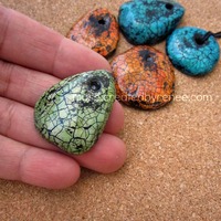 Set of 5 Crackled Paper Mache Pendants in Assorted Colors - Thumbnail 2