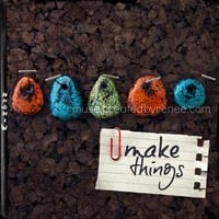Set of 5 Crackled Paper Mache Pendants in Assorted Colors - Thumbnail 4