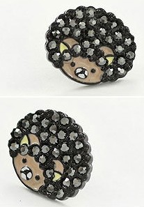 Afro Bear Crystal Stud Earrings-Take 50% Off