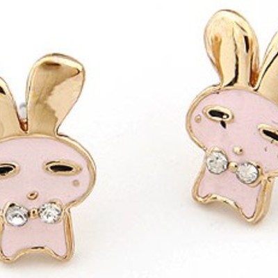 Pink rabbit stud earrings-take 50% off