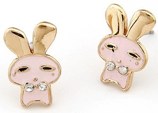 Pink Rabbit Stud Earrings-Take 50% Off