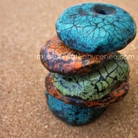 Set of 5 Crackled Paper Mache Pendants in Assorted Colors - Thumbnail 1