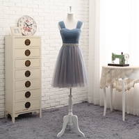  Gray  sweetheart neckt ulle long prom dress, evening dress - Thumbnail 1