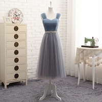  Gray  sweetheart neckt ulle long prom dress, evening dress - Thumbnail 2