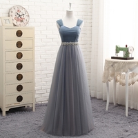  Gray  sweetheart neckt ulle long prom dress, evening dress - Thumbnail 4