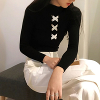 Cross Strap HIgh Collar Knitted Top - Thumbnail 3