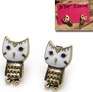 White Antique Owl Stud-Take 50% Off