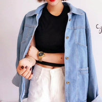 Boyfriend Style Pocket Denim Jacket - Thumbnail 2