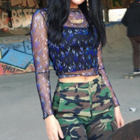 Free Shipping-PURPLE FLAME MESH TOP - Thumbnail 3