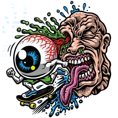 Eye skate sticker (full color silkscreened clear vinyl) - Thumbnail 1