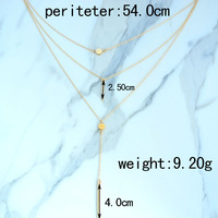  Trendy 3 Layer Round Bar Chain Necklace  - Thumbnail 1