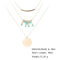 Bohemian Tassel Design Gold and Silver Multi Layer Necklace - Thumbnail 3
