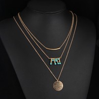 Bohemian Tassel Design Gold and Silver Multi Layer Necklace - Thumbnail 4