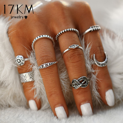 9 pieces infinity tribal ring set in gold and silver - Thumbnail 4