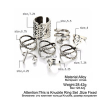 Vintage Bohemian Style Tibetan 8 Pieces Silver Ring Set - Thumbnail 3
