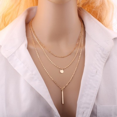 Simple multi layer gold and silver necklace - Thumbnail 4