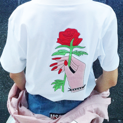 Free Shipping-SOFT GRUNGE ROSE TEE 