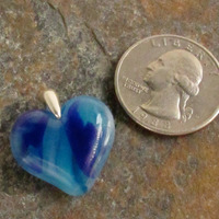 Glacier Blue Glass Heart Pendant  - Thumbnail 1