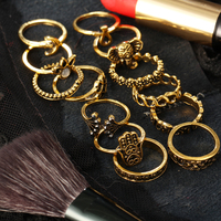 Stylish Bohemian Ring Set in Silver and Gold - Thumbnail 3