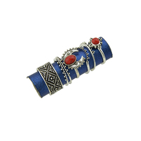 14 Pieces Set Silver Vintage Boho Sun and Moon Rings - Thumbnail 4