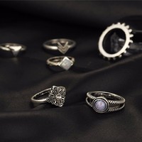 Beautiful 6 Pieces Opal Silver Ring Set - Thumbnail 2
